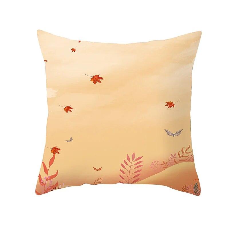 Bedroom Sofa Living Room Pillowcase Autumn Maple Leaf  Fresh Print Floral Plant Cushion Cover
