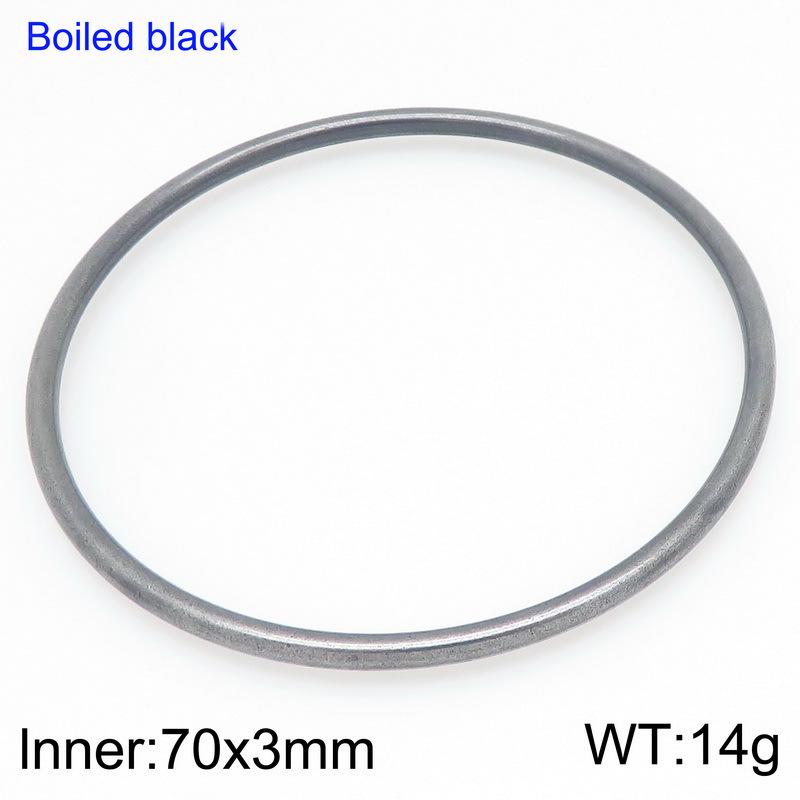 

European & American Style 3mm Black Round Titanium Steel Bracelet - No Weld Joint, Stackable, Multi-Size.