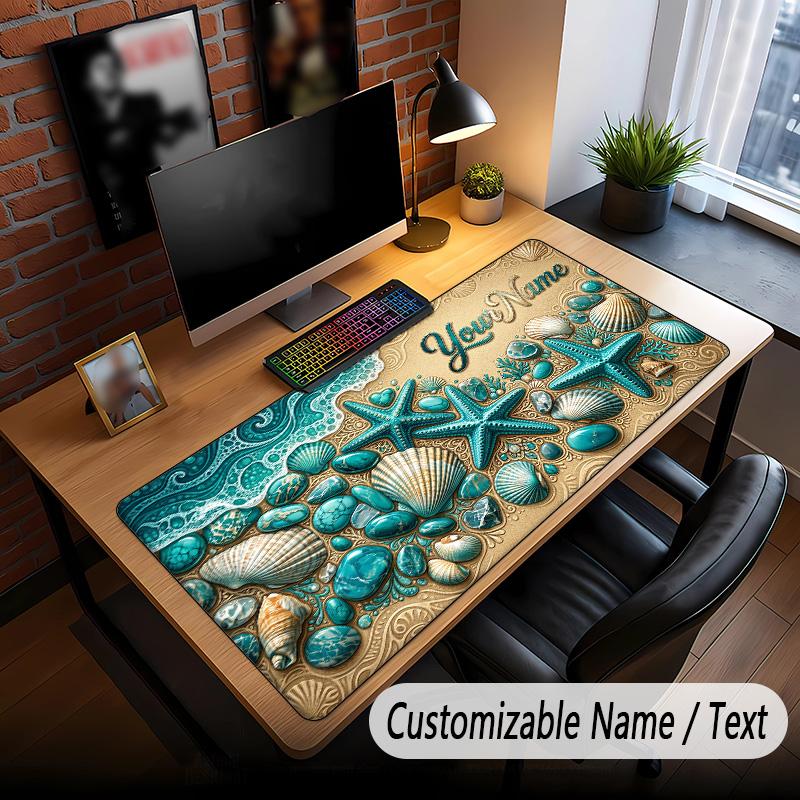 Fish Ocean Theme Custom Mouse Pad Personalized With Name Text Customized Desk Mat For Office Home Decor