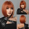 Purple Pink Ombre Black Short Straight Synthetic Wigs with Bangs Bob Wig for Women Daily Cosplay Party Heat Resistant Fake Hairs