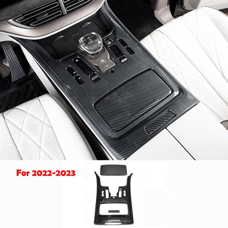 For DENZA D9 2024 2025 Carbonfiber Center Conlose Gear Box Shift Panel Storage Armrest Cover Trim Interior Accessories