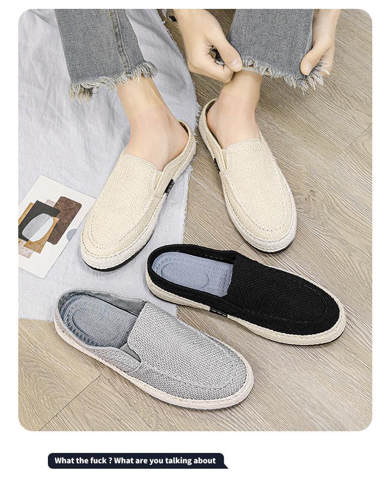 Canvas shoes men's summer casual lazy one pedal and half drag men's old Beijing lasagna cloth shoes trendy shoes spring and autumn