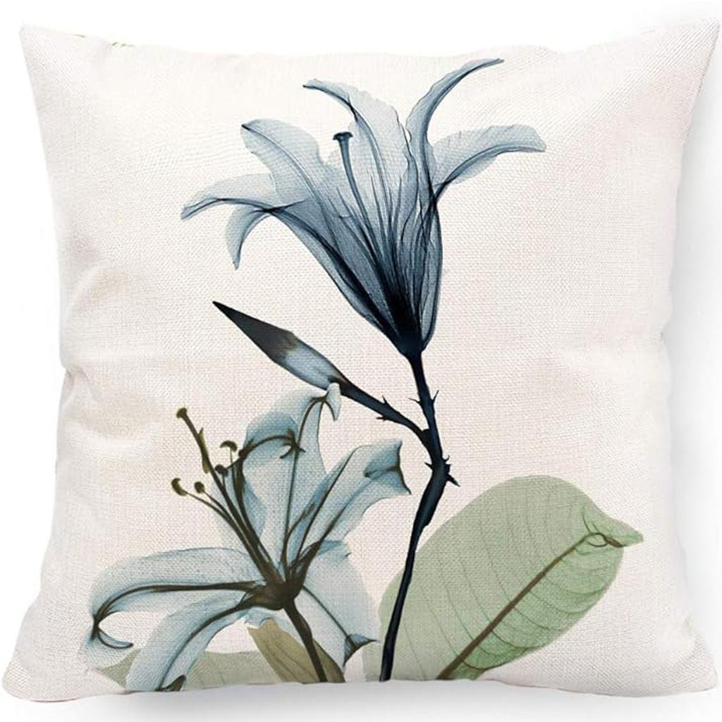 New Spring Fresh and Beautiful Linen Pillowcase Sofa Bedside Plant Flower Pillow Cushion Cover