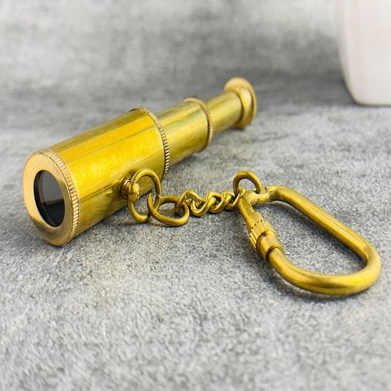 Stargazer's Pocket Companion: Miniature Telescope Keychain, Solid Brass
