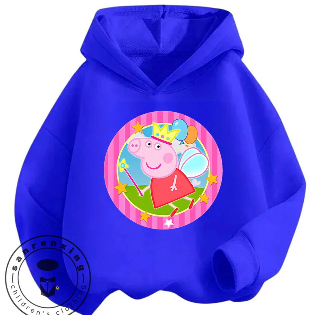New Design Kids Hoodie Cute Cartoon Print Autumn Winter Casual Hooded Street Wear Peppa Pig Boys Girls