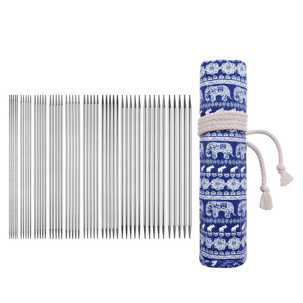 Waterproof knitted storage bag with stainless steel knitting needles beginner's yarn knitting tool for knitting neck warmer
