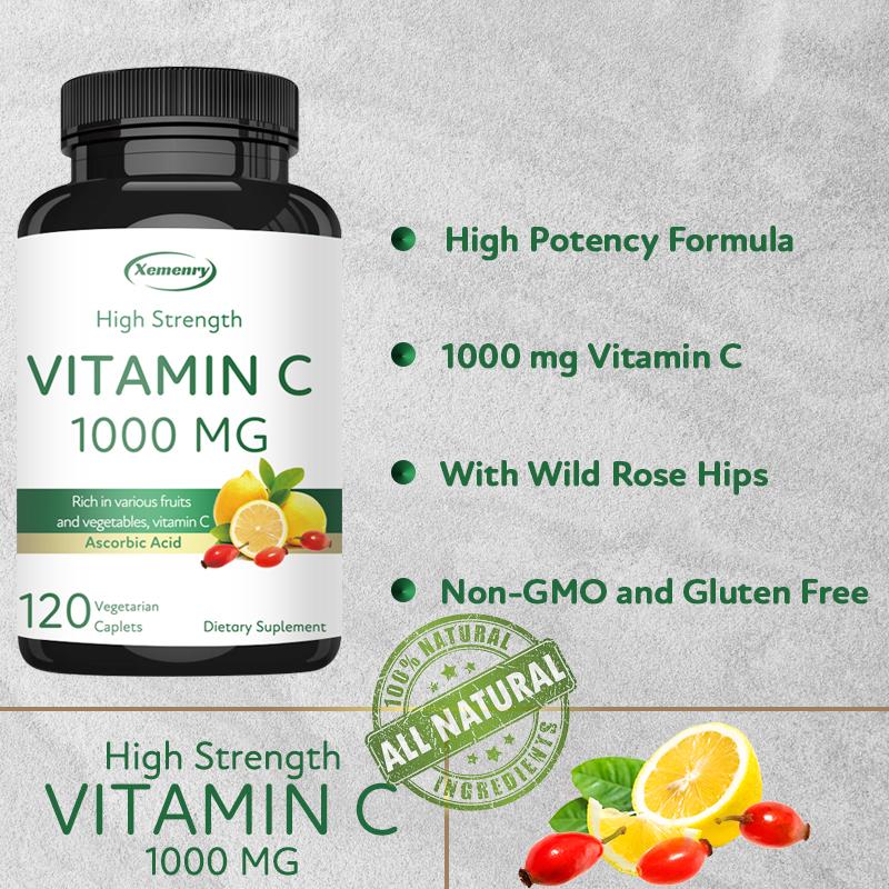 Vitamin C - Rich In a Variety of Fruits and Vegetables, Vitamin C Ascorbic Acid, 1000 Mg, Boosts Immunity