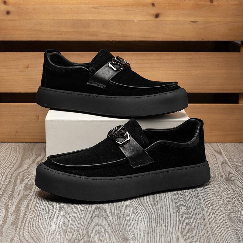 Herenschoenen herfst en winter nieuw flip bont casual leren schoenen heren trend modieus en comfortabel veelzijdig instapmodel luie schoenen