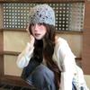 Solid Color Knitted Pullover Hat Hollow Beanies Cap Cute Crochet Flower Hat  Girls
