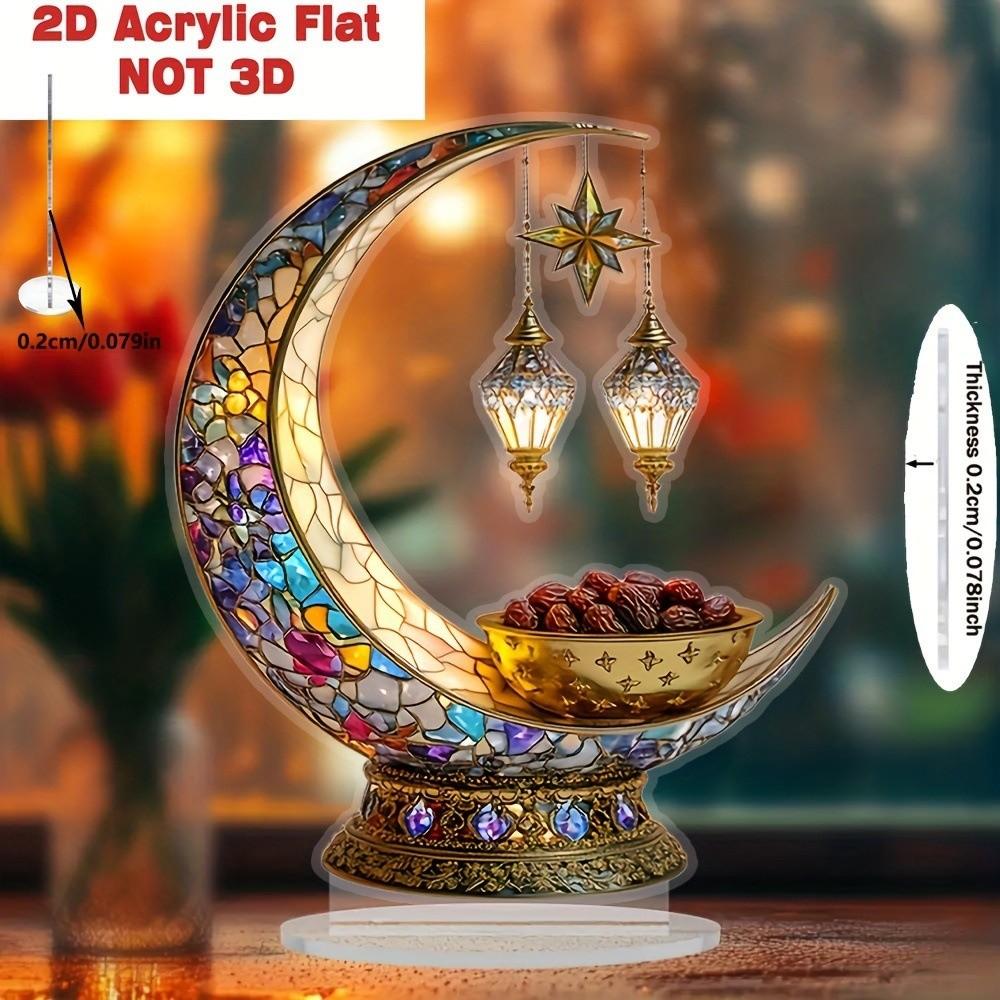 Elegant Crescent Islamic Desktop Ornament 2D Design Acrylic Moon Ornament  for Home Decoration