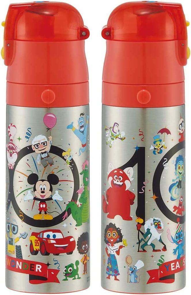 Skater 430ml Disney 100ml Stainless Steel Water Bottle for Kids, 2-Way Drinking with Cup, Includes Cup, SKDC4-A