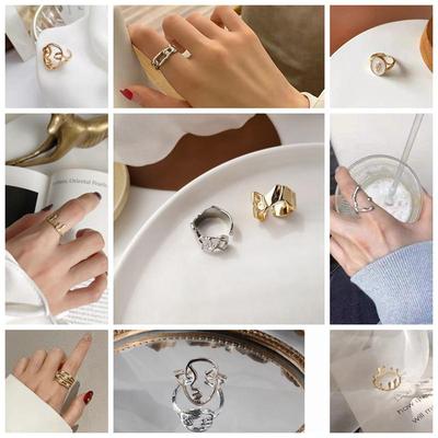 Bague Couronne Ajustable Goutte d'Huile - Design Tendance, Cool et Creux pour Femmes