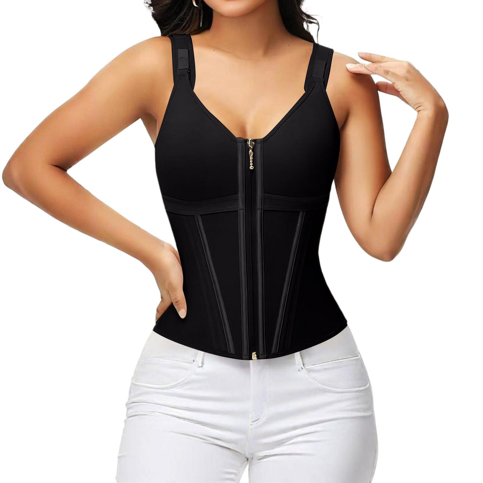 

Women s Body Shaping And Slimmingl Bodysuit Sports Zipper Bodysuit Reinforced Three- Button Vest L чёрный