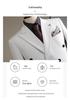 Apricot White Striped Double-Breasted Slim-Fit Suit Set for Casual, Groom, or Formal Business Attire.