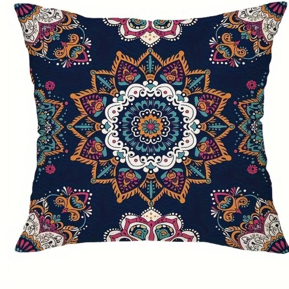 Bohemian Mandala Pillow Covers Double Sided 2D Print Vibrant Pillow Covers Bedroom Living Room Sofa Eclectic Vibe Accessory Gift