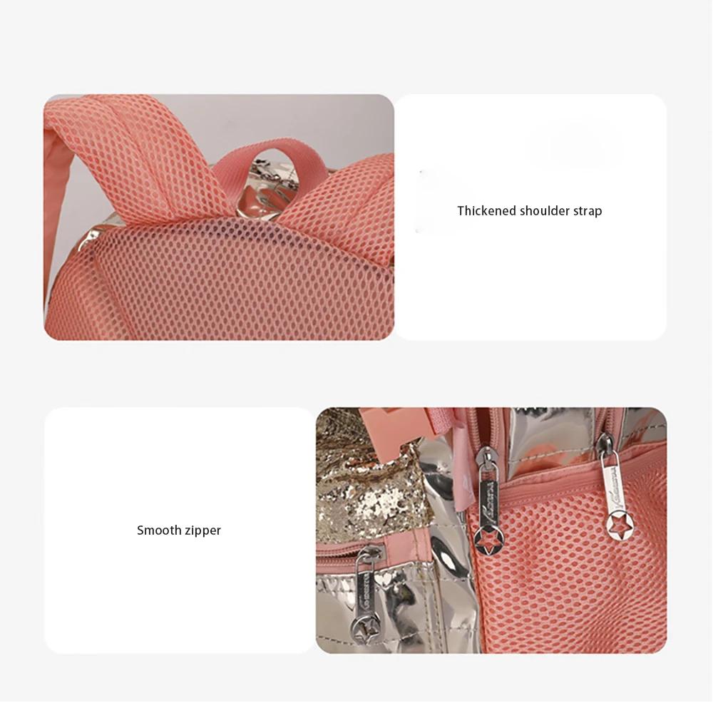 Schultaschen Rucksäcke für Schule Teenager Mädchen Wasserdicht Rückenschutz Schultasche Pailletten Abnehmbare Lunchtasche Mädchentaschen