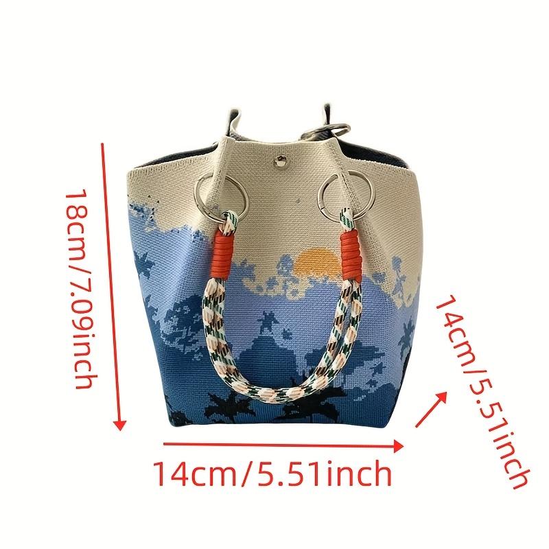 Women's Leopard Print Knit Handbag with Magnetic Closure & Rope Handle - Foldable Large Capacity Casual Chic Tote for Everyday, Durable Polyester