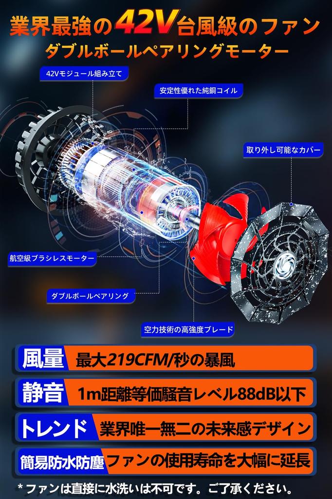 42V 37460mAh Fan Short AI Automatic Adjustable from 16V to Dual Control 30W PSE Heatstroke Includes Work Tool Pouch and Dustproof Cover Storm