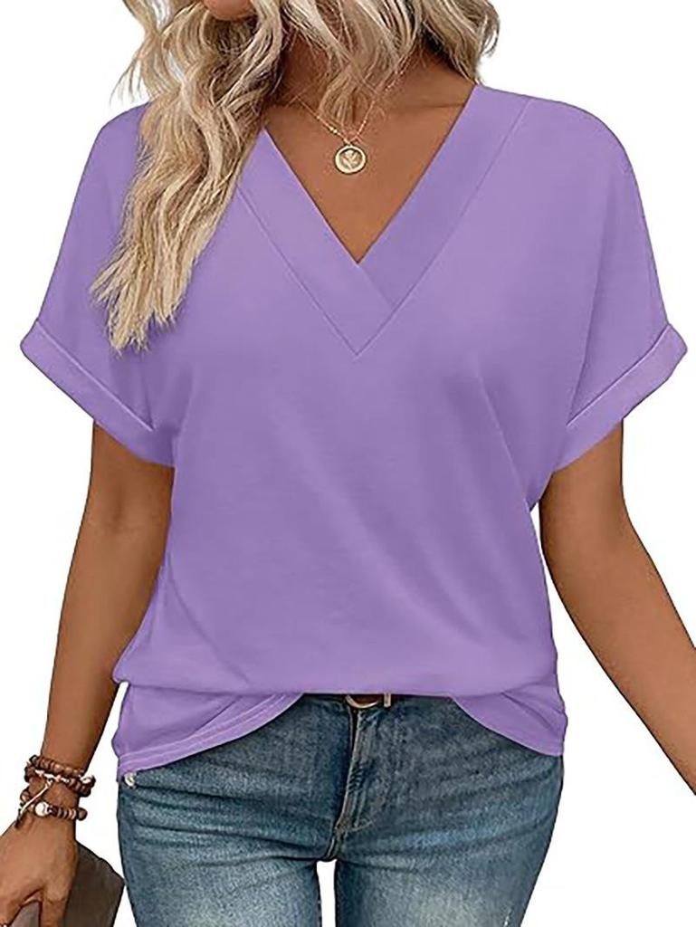 Women's Summer V-Neck Batwing Sleeve Shirt 2026 Fashion