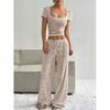 2026 Spring/Summer New Striped Top High-Waisted Slimming Wide-Leg Pants Women's Casual Suit