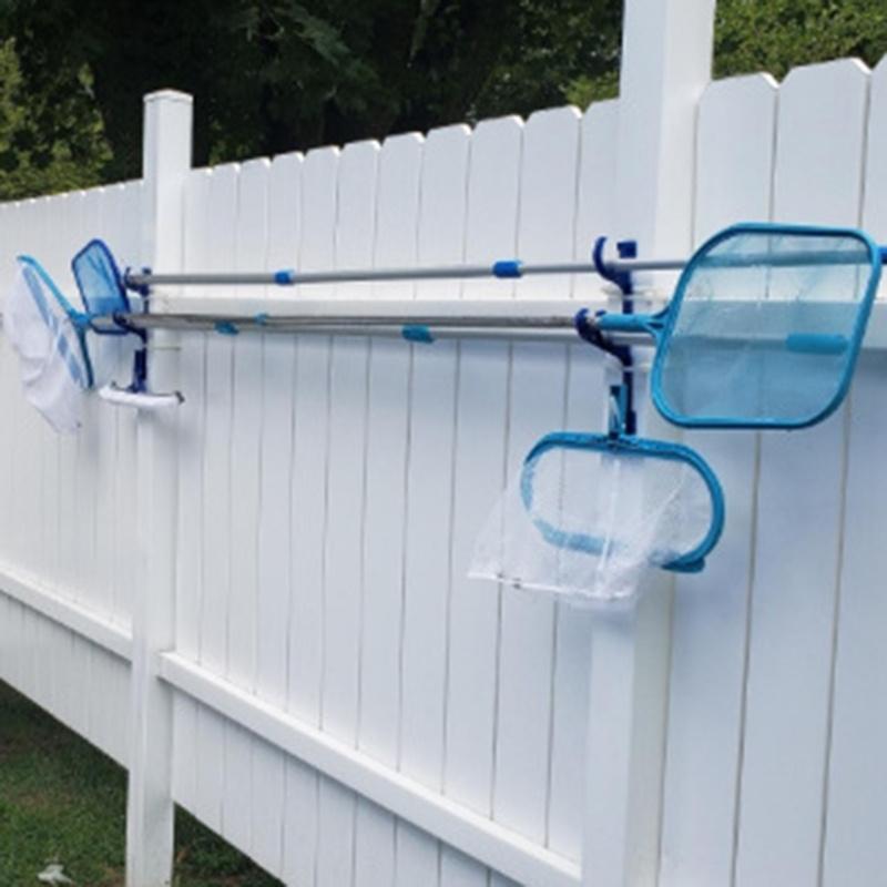 2pcs PVC Outdoor Pole Hanger, Telescopic Rod Hook with Screws for Swimming Pool Stick, Net Brushes, Garden Hoses - Durable Plastic Storage Organizer