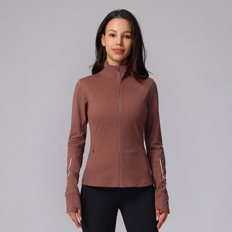 

Reflective Zipper Sport Jacket - Slimming Fit for Running and Cycling L іржавий/червоний