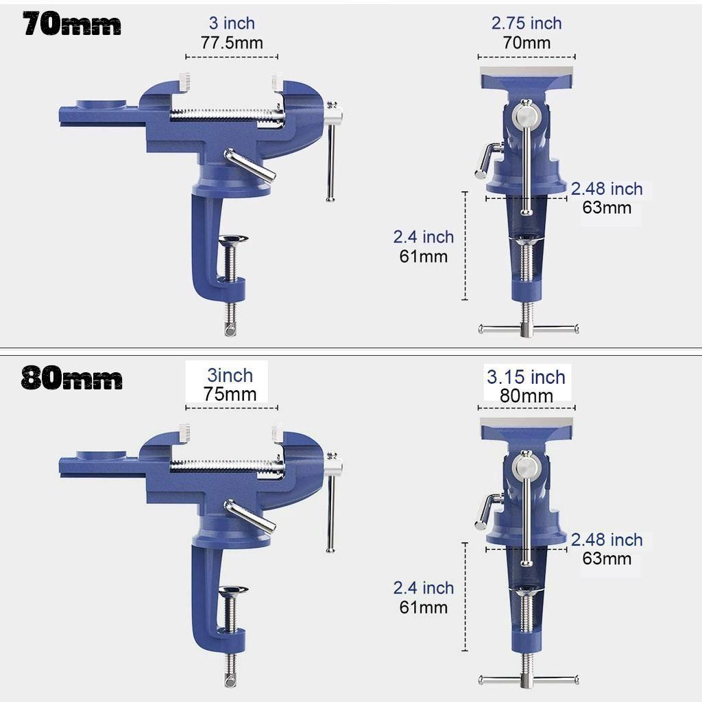 60mm 70mm 80mm Heavy Duty Woodworking Clamp Ragum Clamp Table Work Bench Vice Swivel Base Table Vise Clamp
