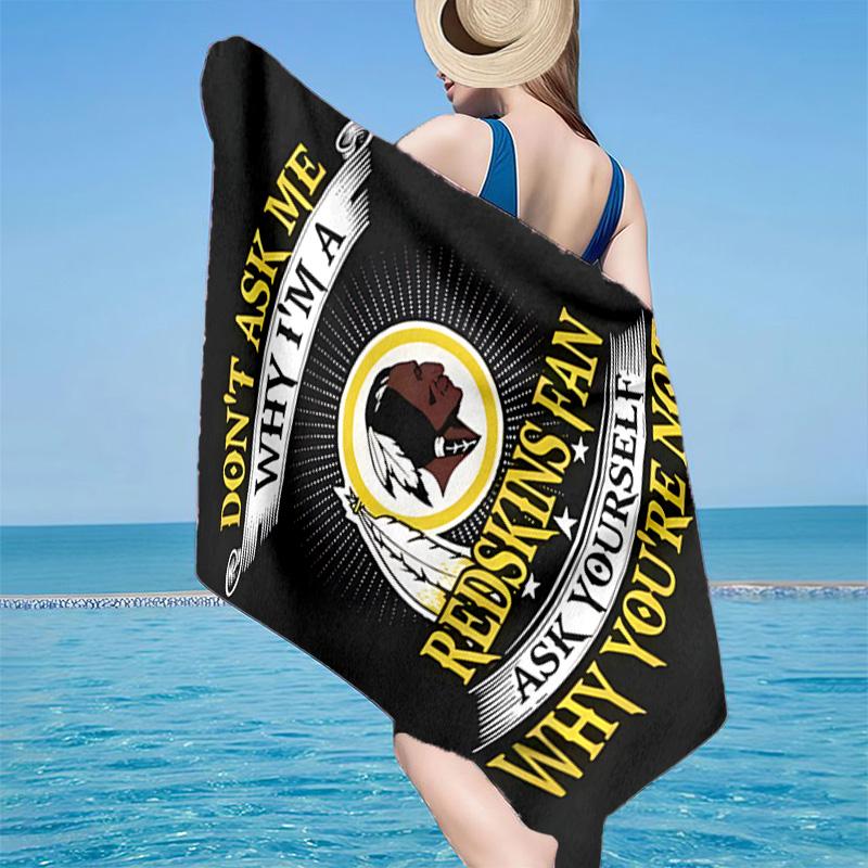 Washington Redskins Microfiber Beach Towel, Lightweight And Quick-Dry, for Summer Travel, Beach Essential, Swimming Pool