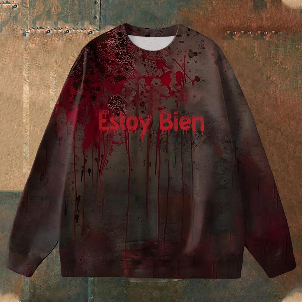 Herbst 3D Blutfleck bedruckte Sweatshirts Modische Lässige Sport Langarm Herren Sweatshirts