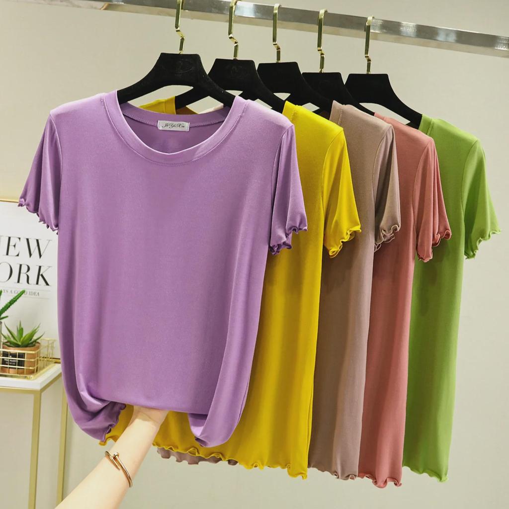 Women's Slim Fit Summer Ice Silk Short Sleeve Top