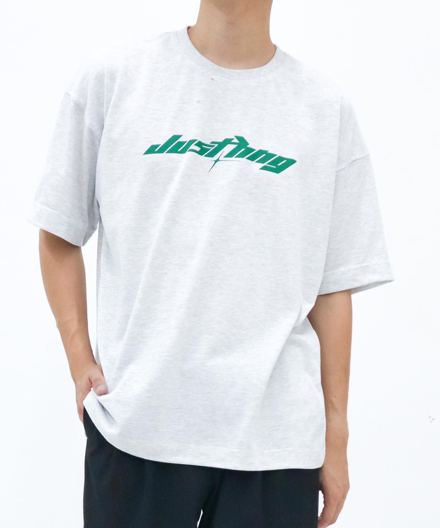 Just Haeng Hng Green Logo Oversized Short Sleeve Tee (Light Melange) F
