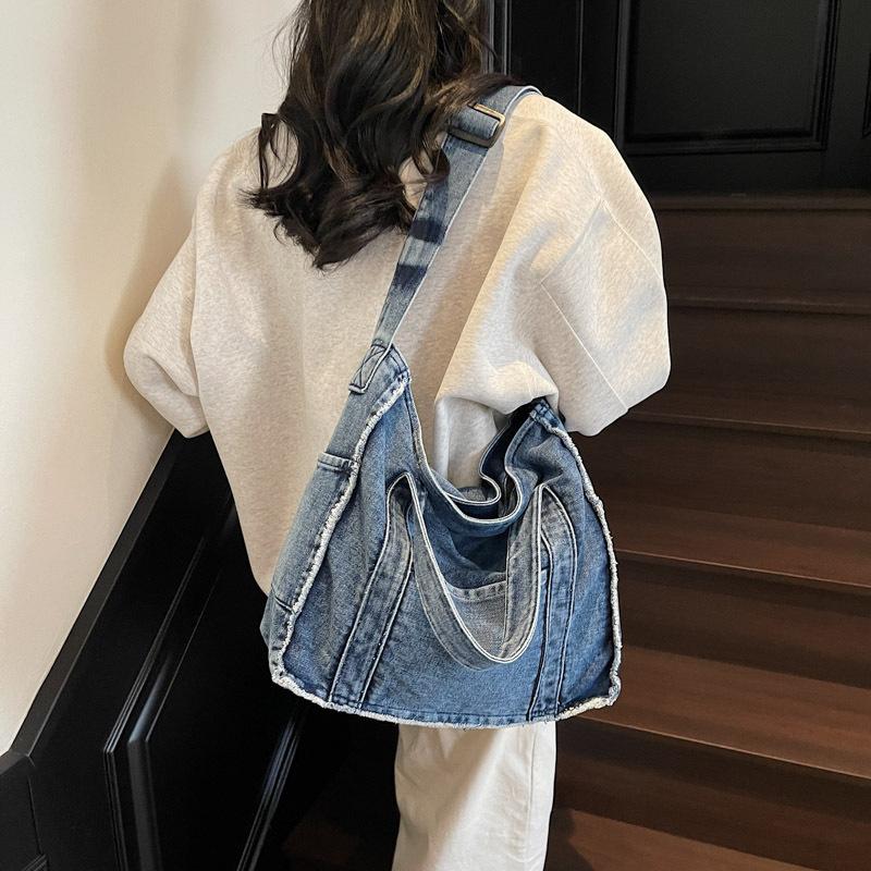Fashiable Denim Bag Retro Simple Handbag Korean Niche Design Shoulder Bags New Large Capacity Tote Bag Versatile Commuter Bags