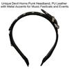 Unique Buckles Punk Headbands PU Leather with Metal Details Halloween Cosplay Headwear for Music Festivals and Event