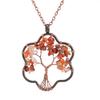 Vintage Winding Tree Root Sunflower Tree Of Life Necklace Gravel Crystal Pendant Necklace N69