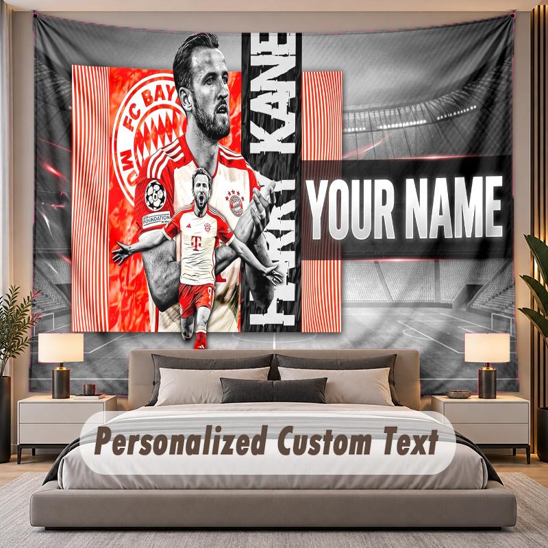 Custom Name Text Tapestry Harry Kane Personalized Polyester Wall Tapestry For Bedroom And Room
