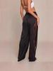 2025 Women's Elegant Satin Lace-Up Loose Trousers in Solid Colors