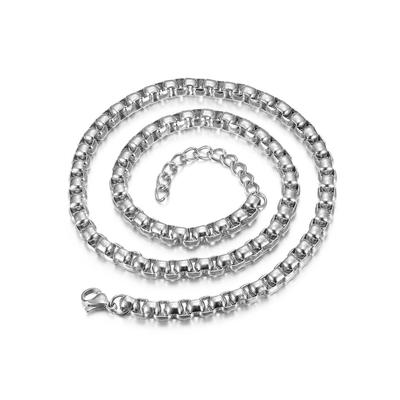 CHOKER Silver Color Stainless Steel 6.5mm Men Long Choker Box Chain Necklace for Women Vintage Party Jewelry