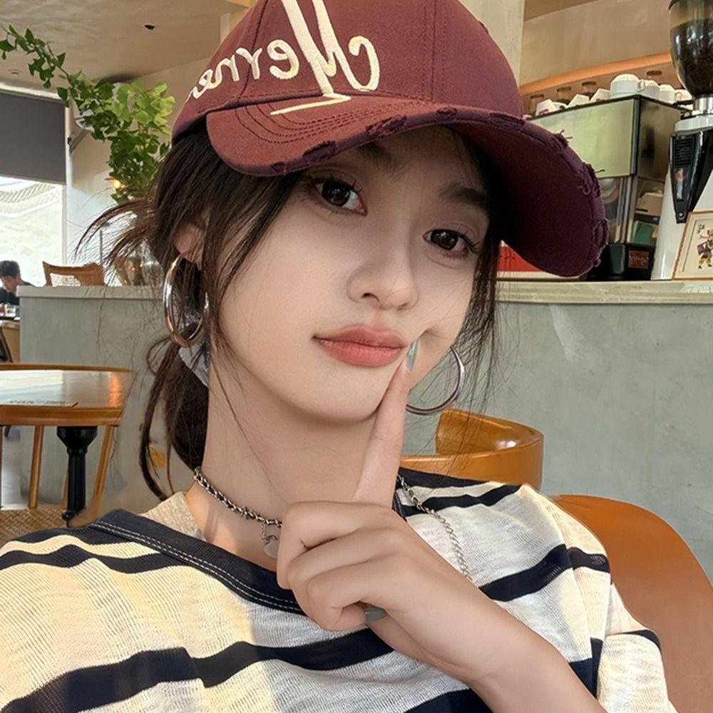 Sunscreen Embroidered Baseball Cap Lightweight Sun Shading Hat Letters Wide Brim Hat  Outdoor