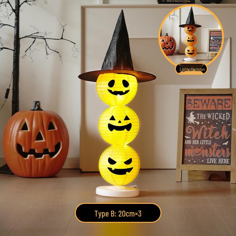 Light-Up Halloween Pumpkin Lantern Ornaments for Bar and Storefront Decor