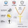 Vnox 60cm Box Chain Cross Pendant Necklaces for Men, Simple Plain Black Silver Gold Color Stainless Steel Thick Cross Collars