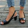 Fashion Summer Sandals for Women Solid Color Fish Mouth Thick High Heels Large Size Back Hollow Women Shoes Gladiator Sandalias Mujer