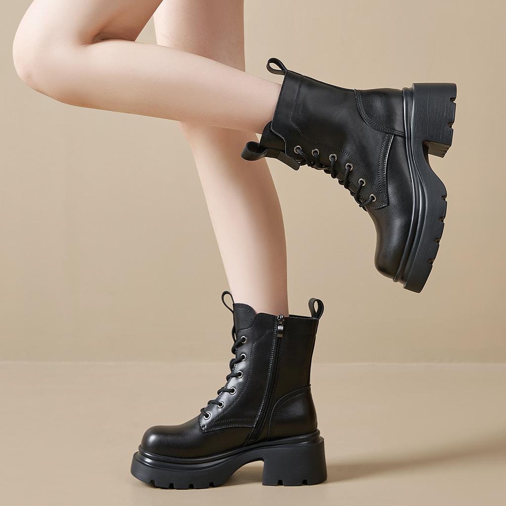 British Martin Boots Women's 2026 Spring and Autumn New Fashion Versatile Leather Retro Rub Color Platform Casual Boots