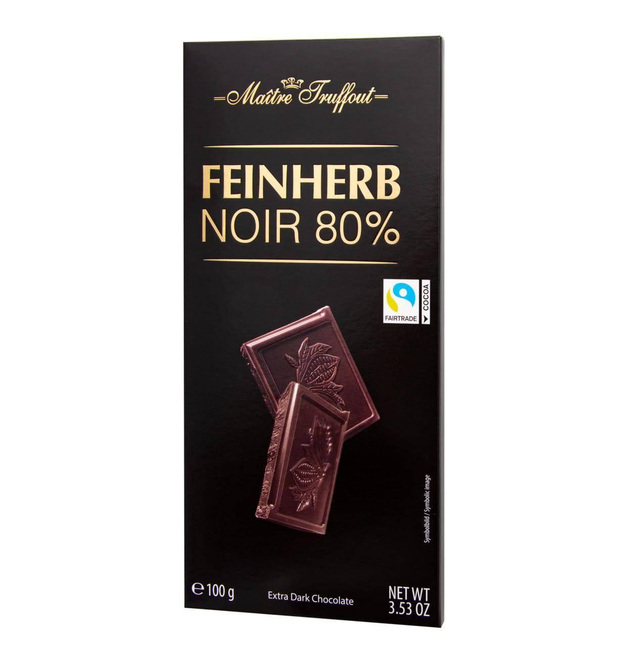 MaitreTruffout Premium Dunkle Schokolade 80% 100 g