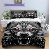 Red-Eyed Wolf  Pattern Bedding Quilt Set Quilt Cover Pillowcase Home Decoration  Gift (1 * Duvet Cover + 2 * Pillowcase, Without Core)