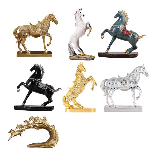 Success Horse Ornament Artistic Good Luck Horse Figurine Resin Modern Horse Statue for Home TV Stand Desk Wine Cabinet Decoration