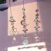 Crystal Moon & Sun Wind Chime with Diamond Prism Vibrant Rainbow Dream Catcher for Home and Garden Decor