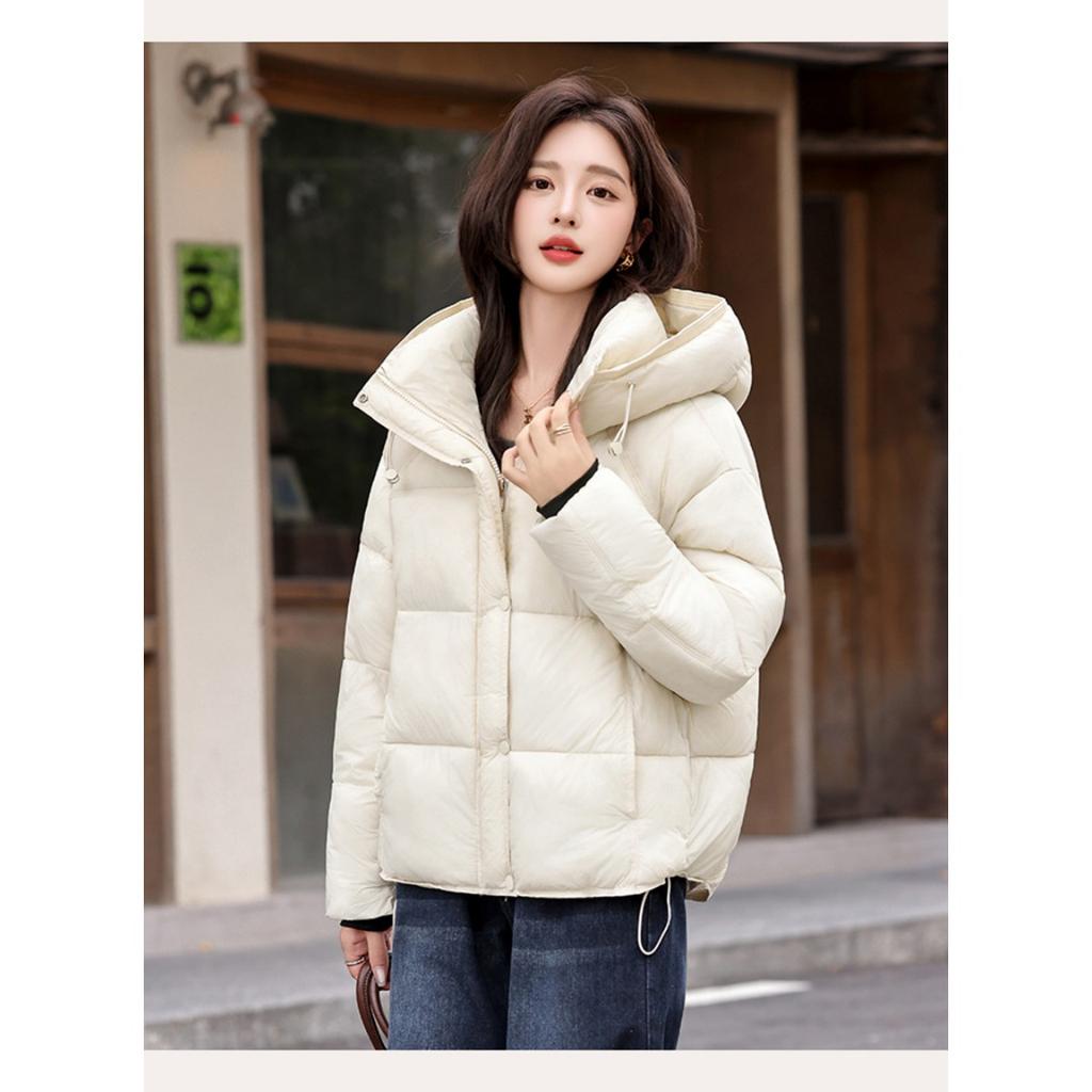 Winter Women's Short Down Jacket, Petite Size, Off-white, High-end Plus Size Loose Fashion Korean Style White Goose Down Coat