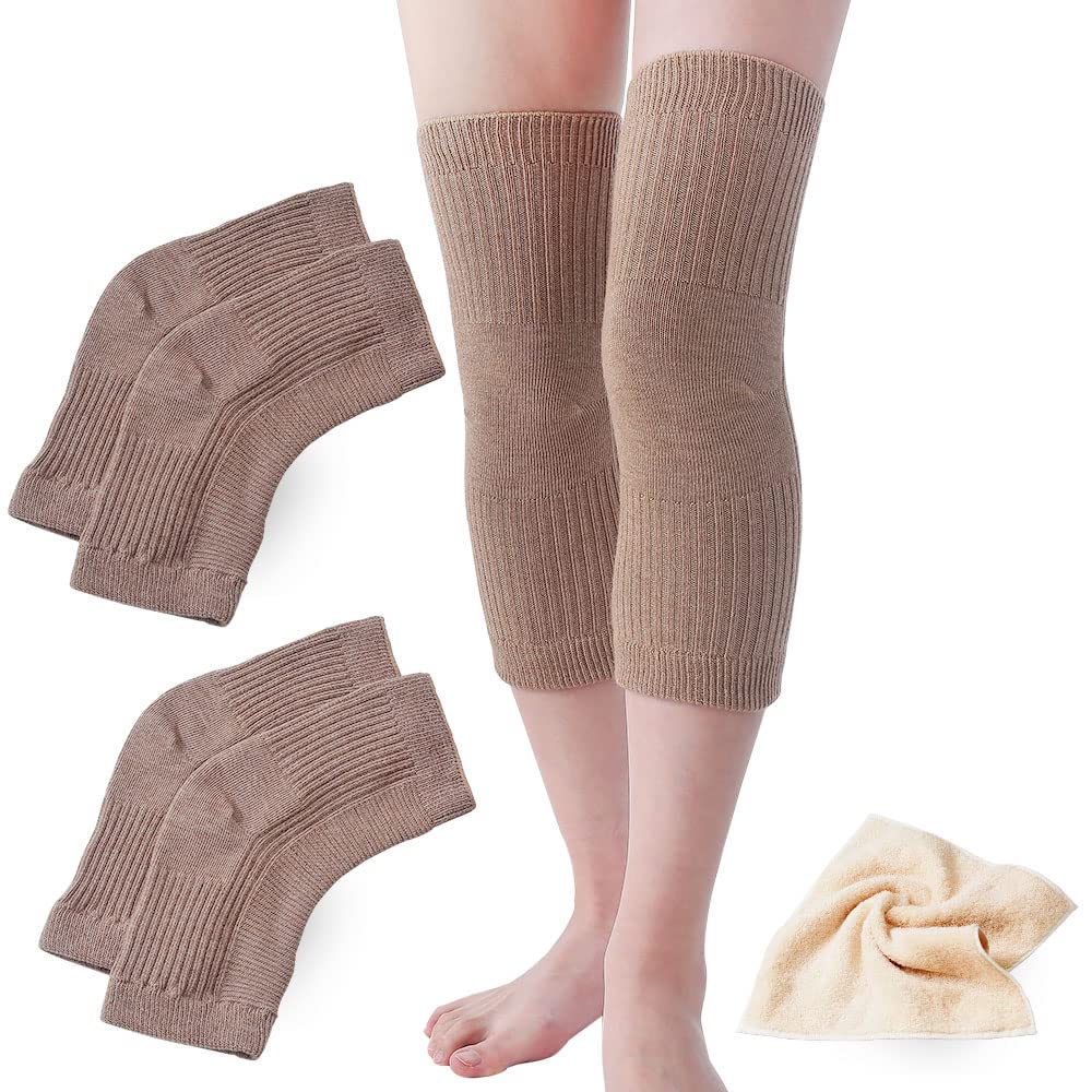 

Верблюжий Наколенник и Икроножная Повязка Из Аутентичной Camelya Включает Полотенце из Хлопка Supima Теплый и Натуральный Поддерживает, Набор из 2 Пар, Япония, Продукт, Платок, бежевый