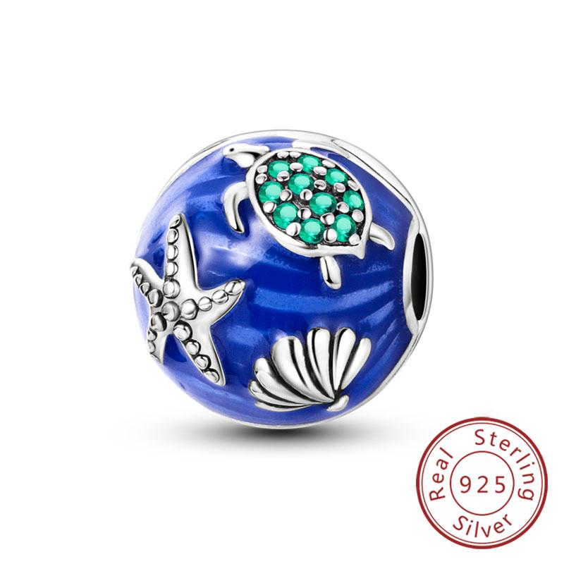 Copper Charms Beads Love Heart Lucky Stars Plane Blue Zircon Charms Pendants Fit Bracelet Charm Women Jewelry