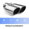 2.5" Inlet Dual Exhaust Tip, Straight Exhaust Pipe with Screw, Stainless Steel Muffler Exhaust, Tail Pipe Muffler Tip, Auto Fashion Modificed Parts,
